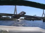 Rail bridge opening after Zakim Bridge